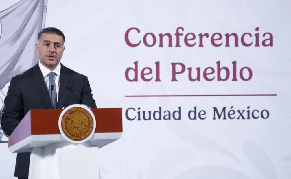 Omar García Harfuch, titular de la Secretaría de Seguridad y Protección Ciudadana, durante la mañanera del 4 de noviembre del 2025. Foto: Fernanda Rojas  / EL UNIVERSAL.