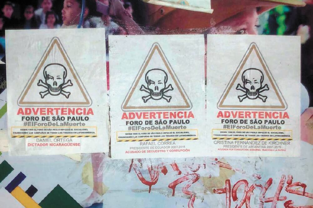 Paredes y muros de Caracas y de San Antonio de Los Altos aparecieron ayer empapelados con propaganda en contra del Foro de Sao Paulo. Foto/CORTESÍA VENTE VENEZUELA