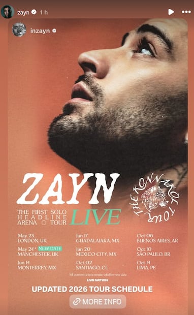 Zayn Malik comparte los reajustes que ha hecho en su gira.