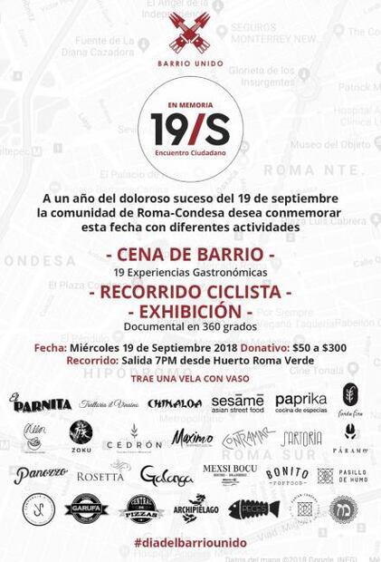 Restaurantes de Roma-Condesa se unen para conmemorar el #19S