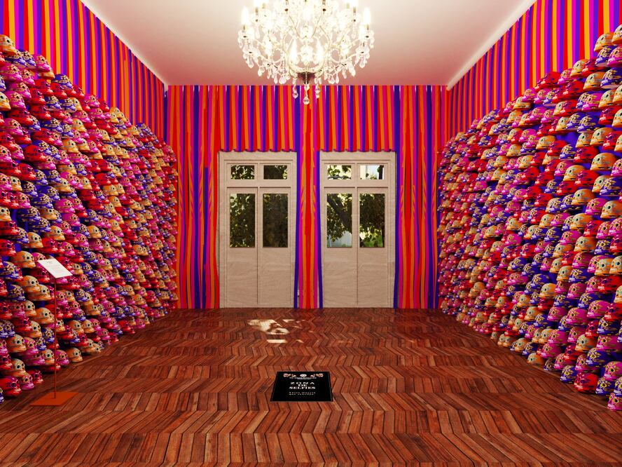 En esta habitación con miles de calaveritas artesanales podrás grabar tu propio poema.