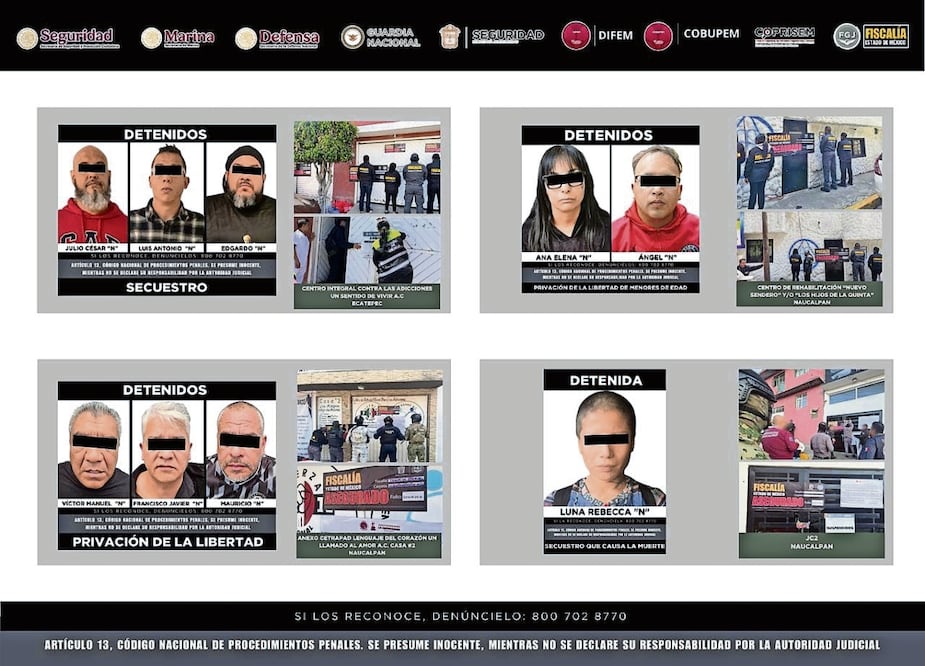 Las ocho personas detenidas están acusadas de diversos delitos como el de privación de la libertad. Foto: Especial