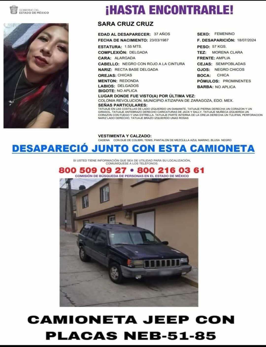 Familiares de Sara Cruz bloquean avenidas en Edomex exigiendo su regreso tras su desaparición el 18 de julio. Foto: Especial