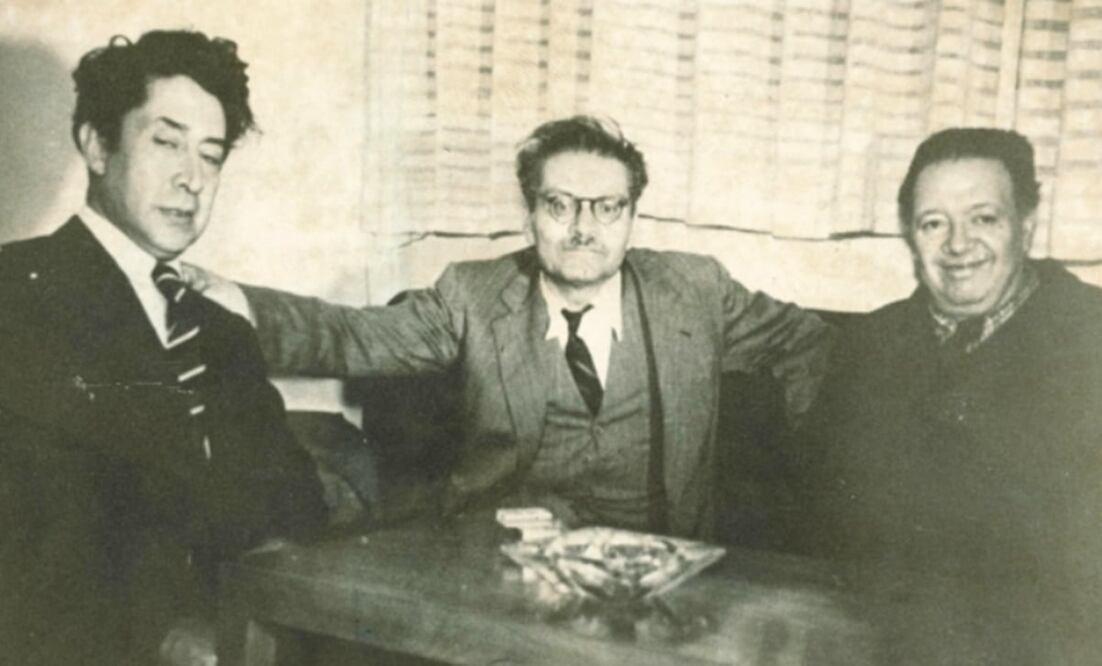 Tres grandes del muralismo mexicano, David Alfaro Siqueiros, José Clemente Orozco y Diego Rivera. Foto: Hemeroteca/ El Universal 