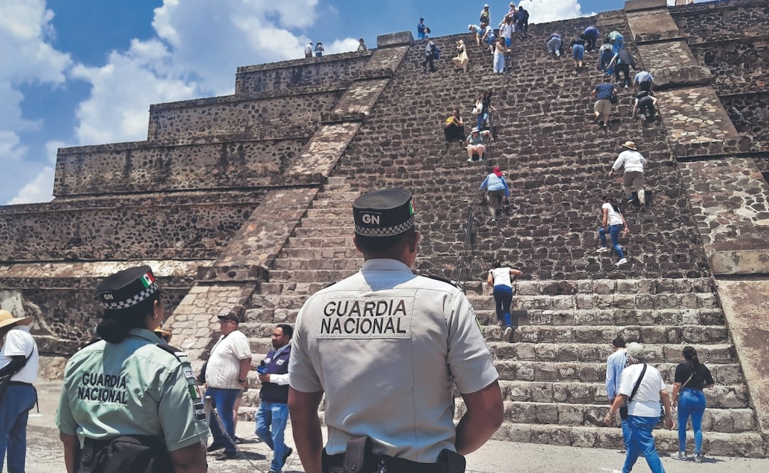 Presencia de la Guardia Nacional en la zona arqueológica de Teotihuacán tras el ataque armado perpetrado el 20 de abril de 2026. Foto: Carlos Mejía/ EL UNIVERSAL