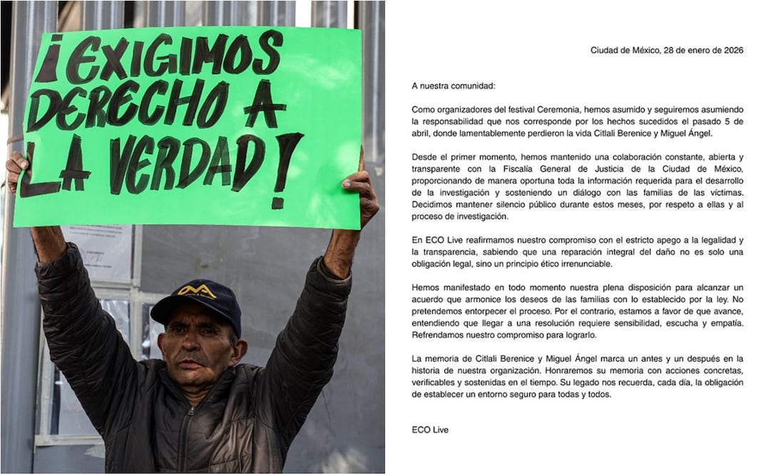 Familia de Berenice Gilles, fotógrafa que perdió la vida durante el festival Axe Ceremonia, se manifiesta fuera de las instalaciones de los Juzgados de Distrito en Materia Penal.
Fotos: Gabriel Pano / EL UNIVERSAL