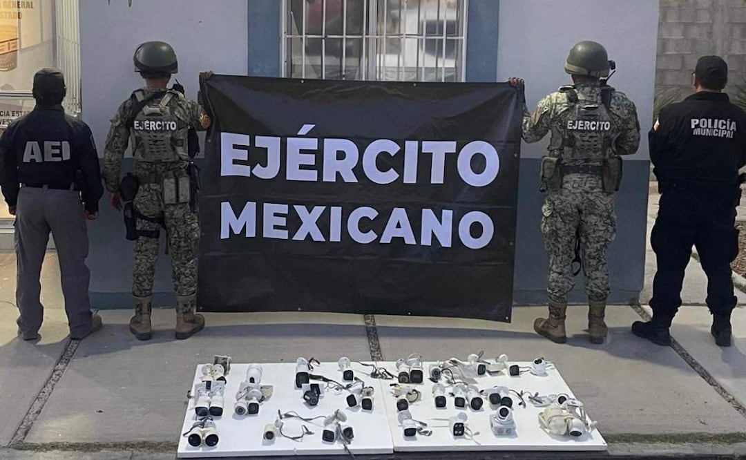 Tras operativo conjunto, elementos de seguridad retiran 33 cámaras de vigilancia clandestinas en el municipio Jiménez, Chihuahua (08/04/2025). Foto: Especial