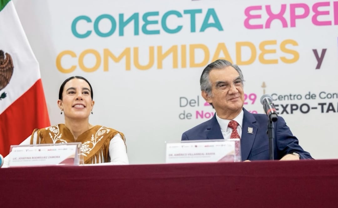La secretaria de Turismo del Gobierno de México, Josefina Rodríguez Zamora, y el gobernador de Tamaulipas, Américo Villarreal Anaya, encabezaron la presentación del Encuentro Nacional de Pueblos Mágicos.
(22/09/26)
Foto: Especial.