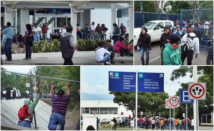 Irrumpen maestros en aeropuerto de Oaxaca