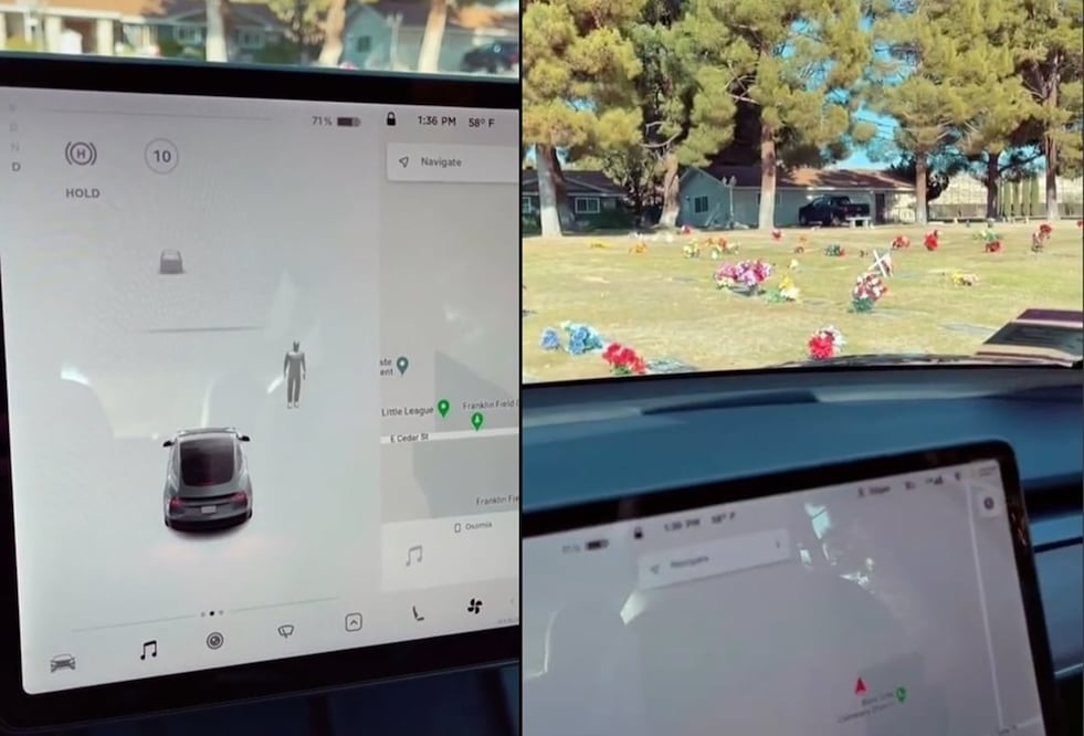 Los sensores del auto Tesla señalaron la presencia de una persona en donde no había nadie / Foto: TikTok @iam3edgar