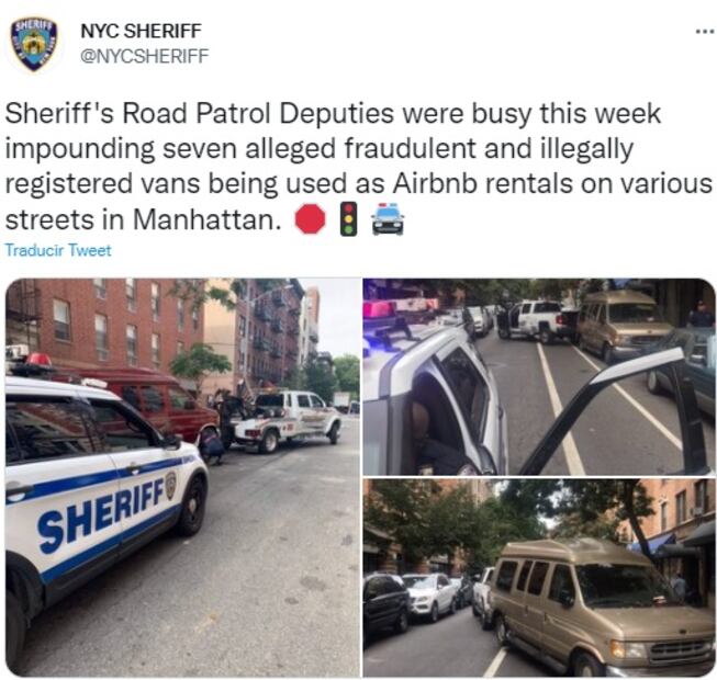 Policía de NY incauta 7 camionetas que servían como “hospedaje” para turistas