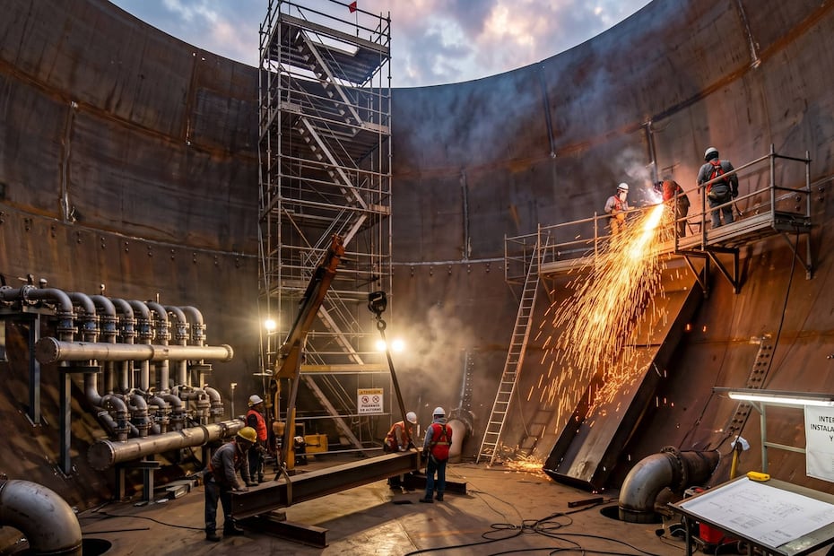 El almacenamiento de gas natural sigue pendiente en México. Foto: Generada con IA