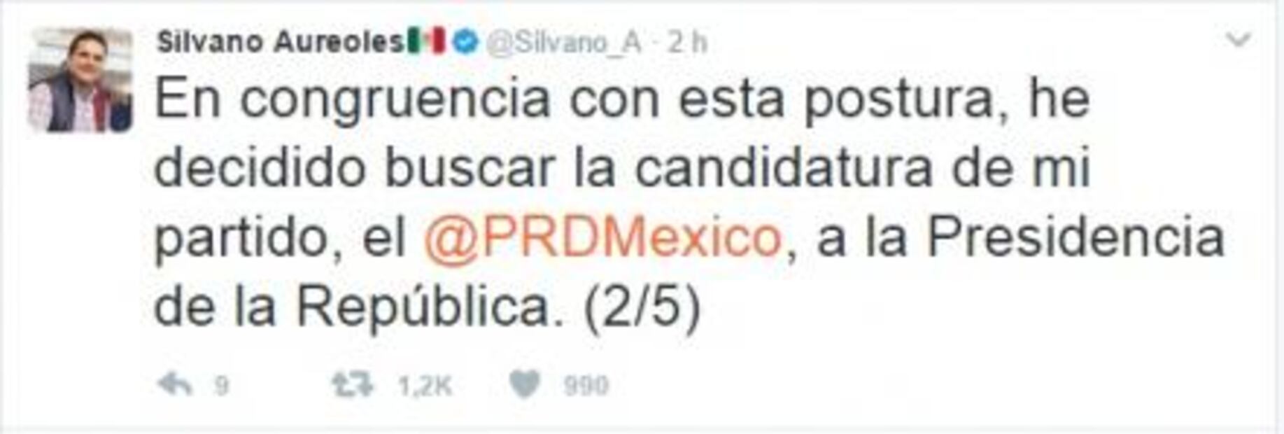 Quiero ser candidato del PRD a la Presidencia: Aureoles