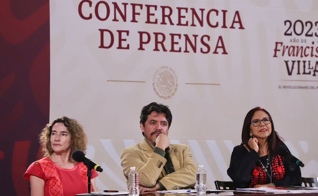 Conferencia de prensa encabezada por la secretaria de Educación Pública, Leticia Ramírez Anaya, sobre nuevos libros de texto de la SEP. Foto: Berenice Fregoso/ EL UNIVERSAL