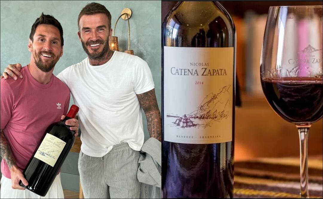 David Beckham le regaló una botella de vino gigante a Messi / Foto: Especiales