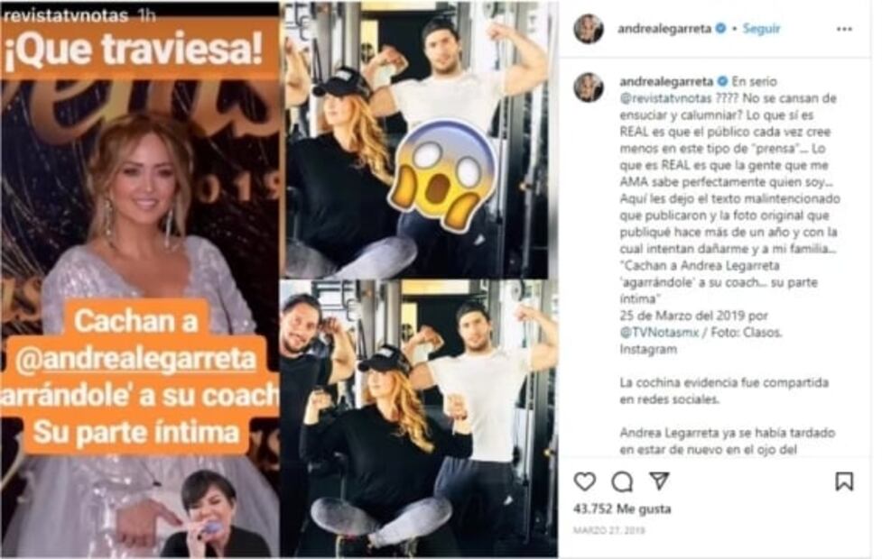 Esta fue la fotografía alterada por la que Andrea Legarreta demandó a revista de espectáculos