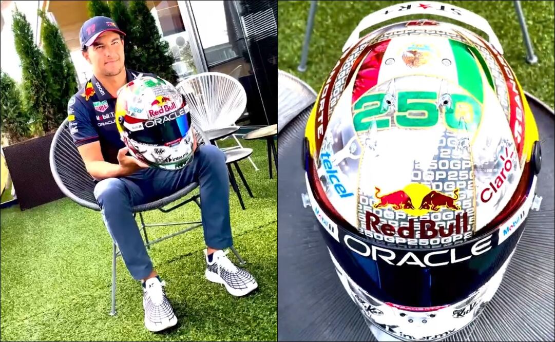 Casco de Checo Pérez por sus 250 gps en la Fórmula 1 - Foto: Especial