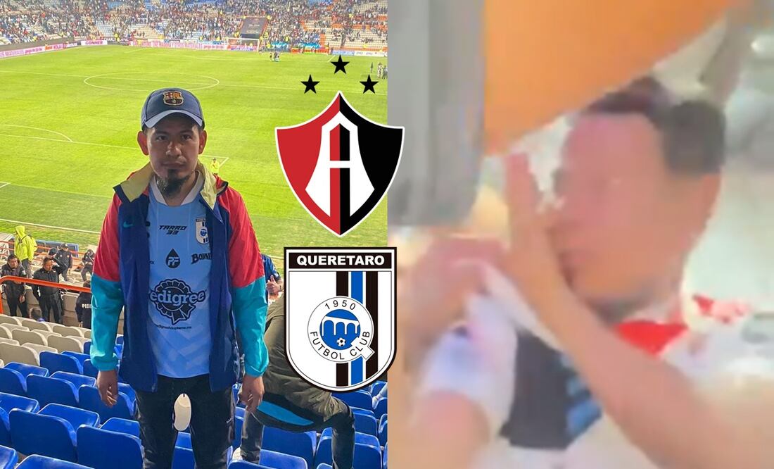 VIDEO: Barra de Atlas golpea a aficionado de Querétaro; desapareció y pero ya lo encontraron
