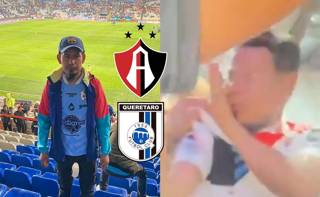 VIDEO: Barra de Atlas golpea a aficionado de Querétaro; desapareció y pero ya lo encontraron