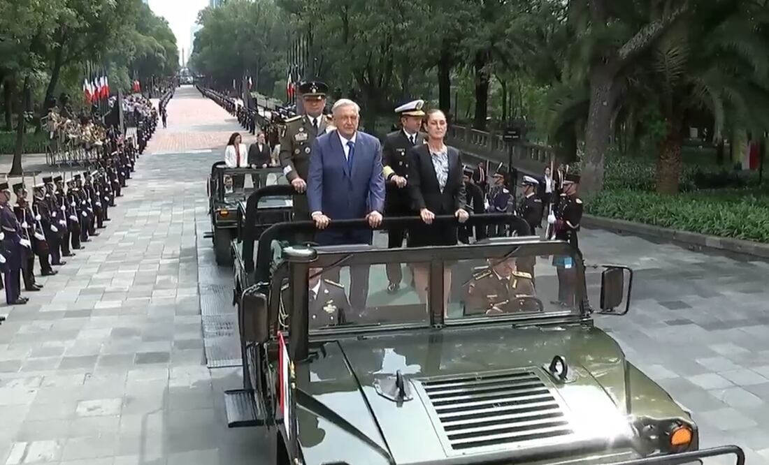López Obrador y Claudia Sheinbaum participan en el177 Aniversario de la Gesta Heroica de los Niños Héroes de Chapultepec. Foto: Captura