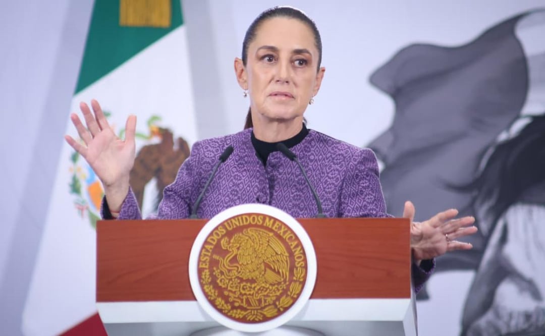 Presidenta Claudia Sheinbaum Pardo durante su conferencia de prensa de este 8 de abril desde Palacio Nacional (08/04/2026). Foto: Luis Camacho / EL UNIVERSAL