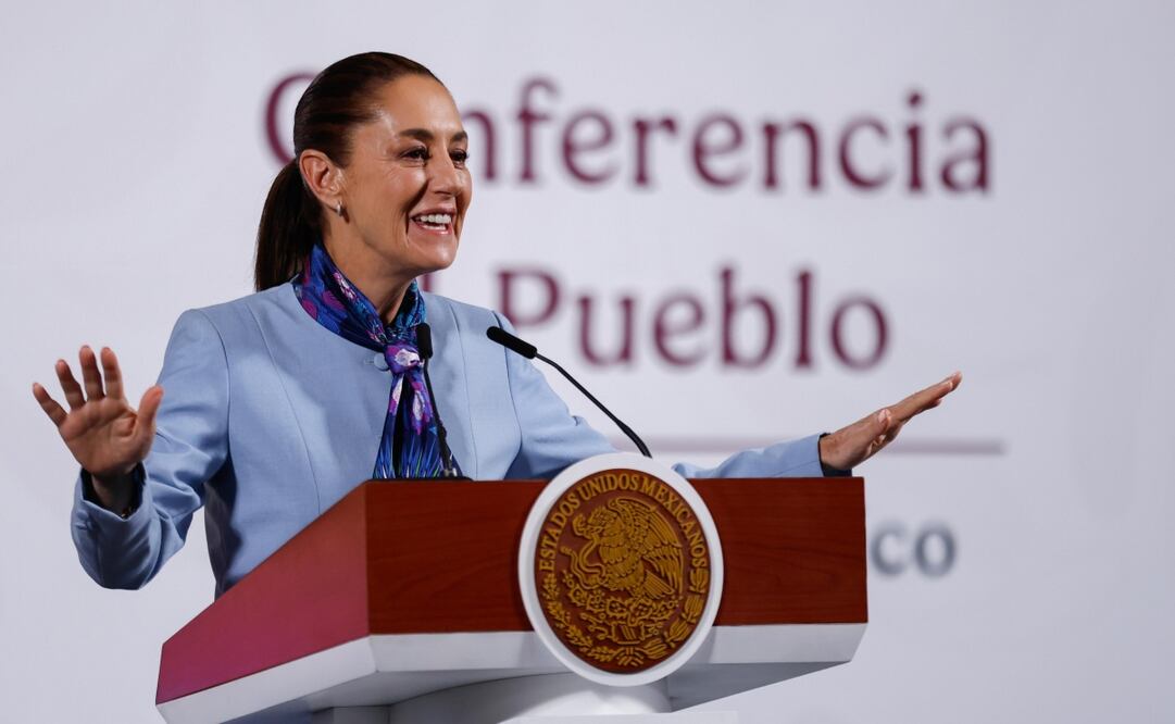 Claudia Sheinbaum habla sobre la imposición de aranceles a aluminio y acero. Foto: Diego Simón / EL UNIVERSAL