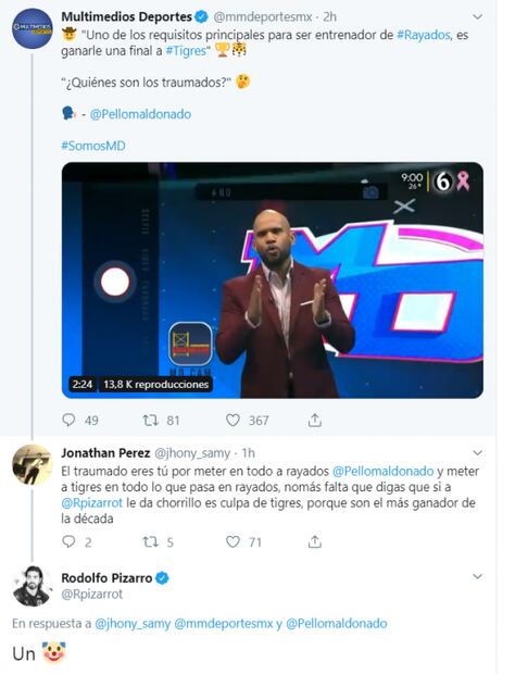Pleito en redes entre comentarista de Multimedios y Rodolfo Pizarro