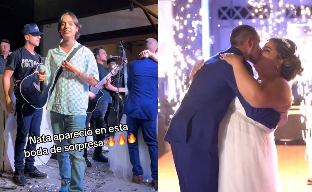 Natanael Cano causó furor entre los invitados a la boda. Foto: TikTok