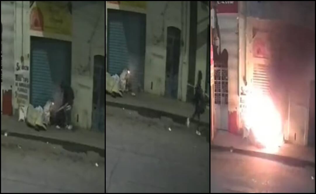 El afectado es una persona en situación de calle: sobrevivió al ataque, pero presenta lesiones por las quemaduras. Foto: capturas de pantalla