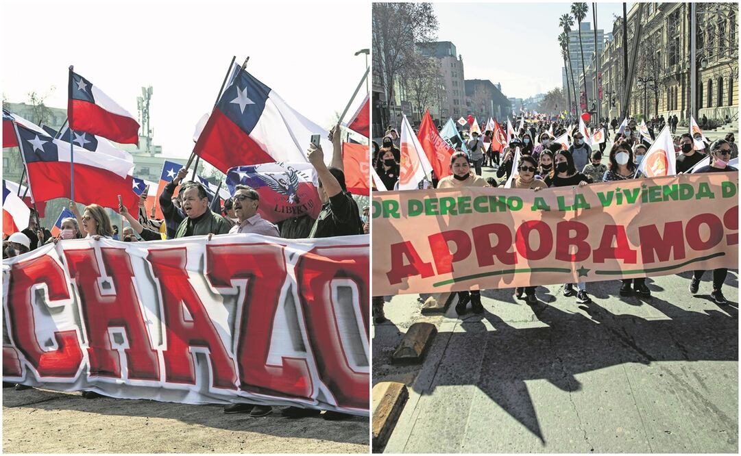 Asistentes a una manifestación en apoyo a la nueva Constitución, el 20 de agosto, en Santiago.