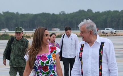 AMLO y Mara Lezama supervisan construcción del Aeropuerto Internacional de Tulum y el Tren Maya