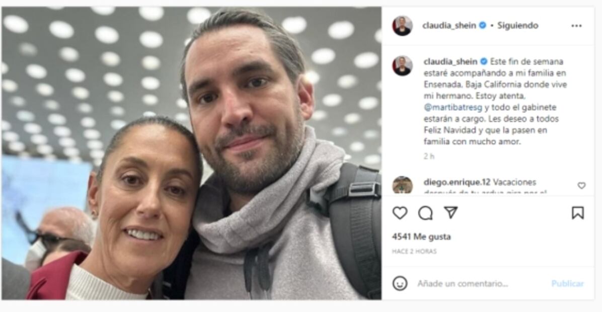 Sheinbaum viaja a Ensenada, BC para pasar la Navidad junto a su familia