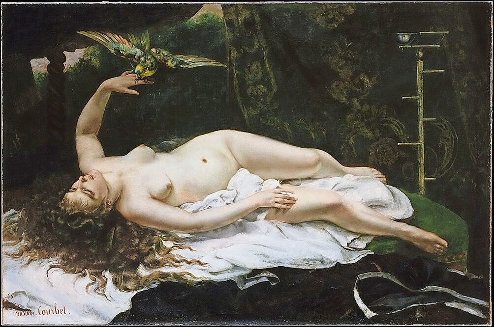 La Femme au perroquet, por Gustave Coubert (1866), óleo.