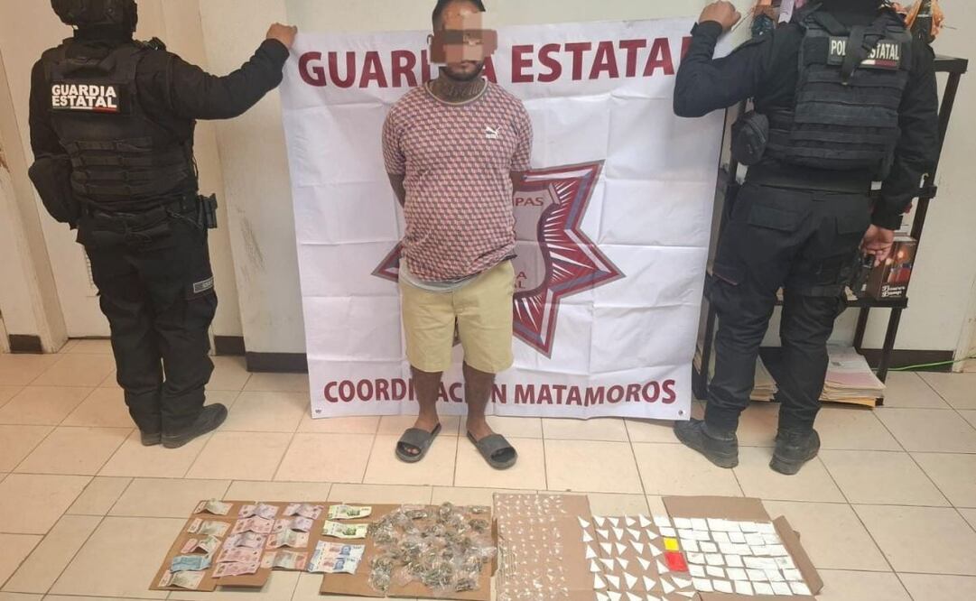  Una denuncia ciudadana permitió al personal de la Guardia Estatal detener a una persona y asegurar diversas sustancias ilícitas.
Foto: Especial.