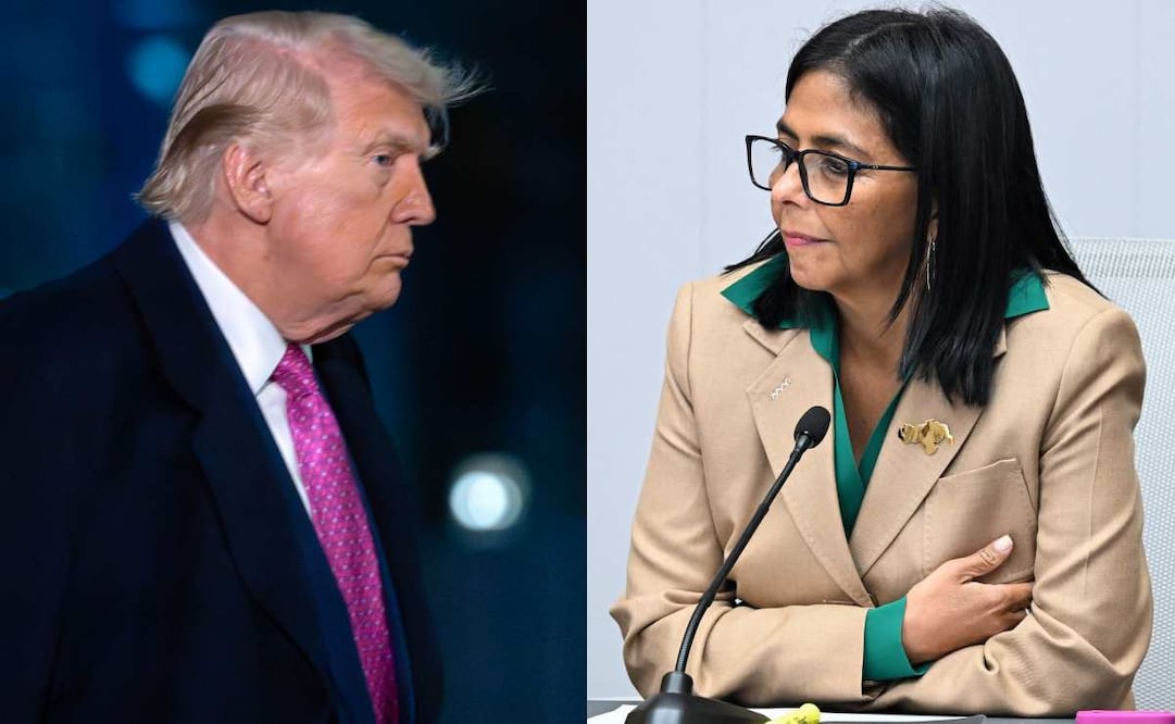 Donald Trump y Delcy Rodríguez. Foto: AP / AFP