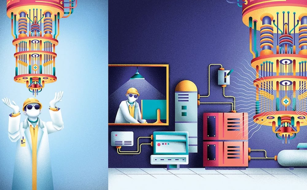 Computación cuántica: el futuro que comienza a tomar forma. Ilustración: Daniel Razo