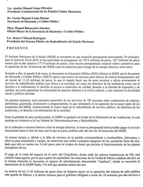 Recorte golpeó rubros sustantivos del IMER: Consejo Ciudadano