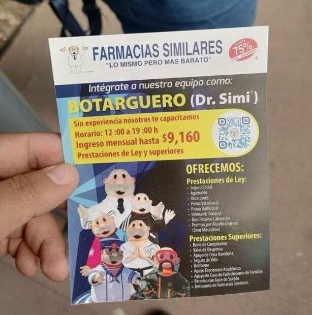 Volante con sueldo de botarga de Dr. Simi se hace viral; gana más que algunos profesionistas  