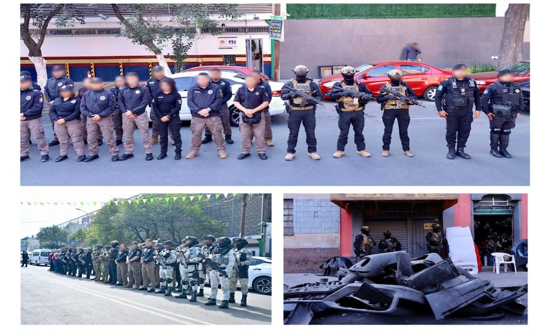Aseguran más de mil 800 toneladas de autopartes; cateos se concentraron en cinco alcaldías de CDMX. Foto: Especial