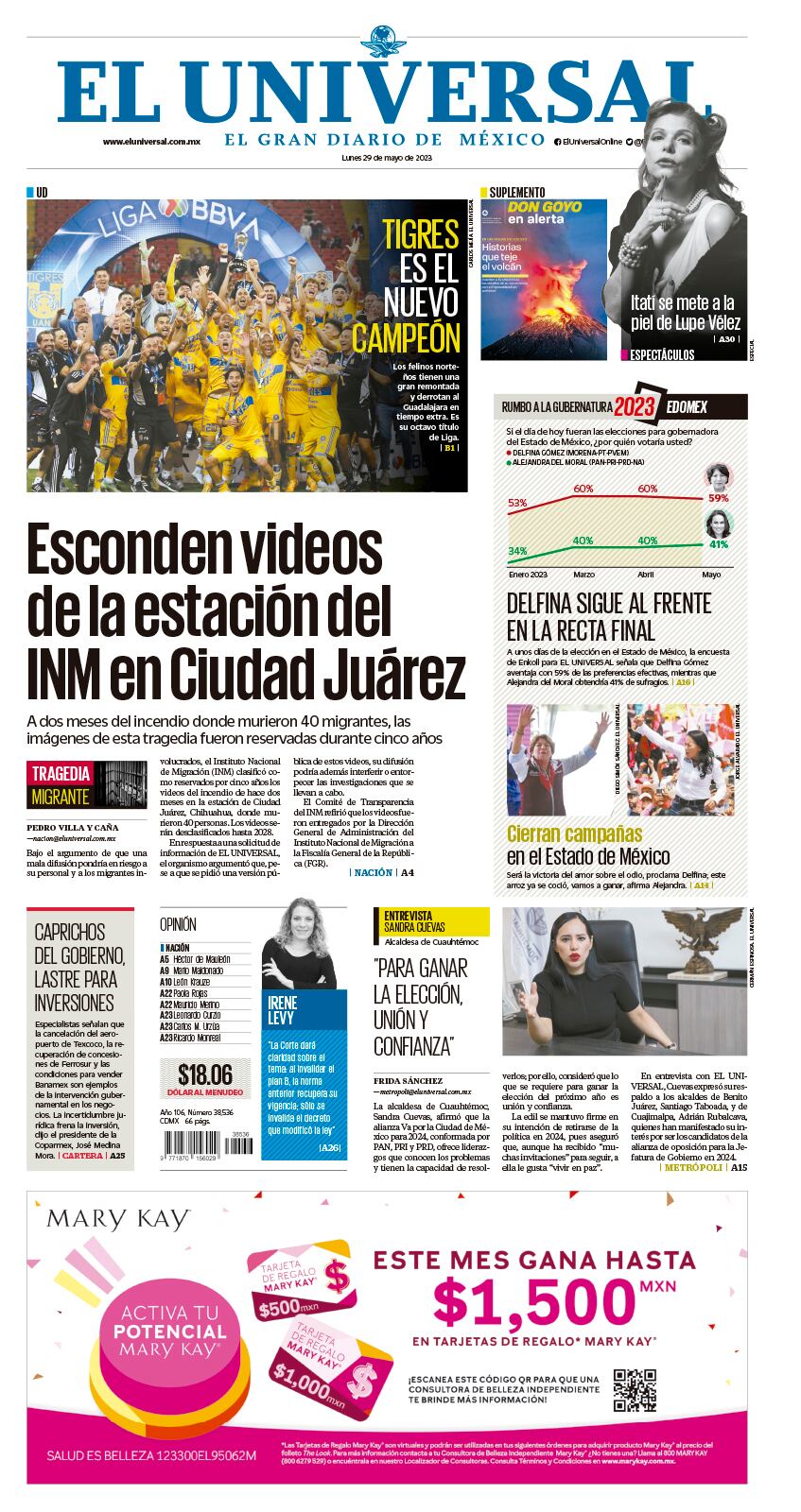 Portada impresa del 29 de mayo de 2023