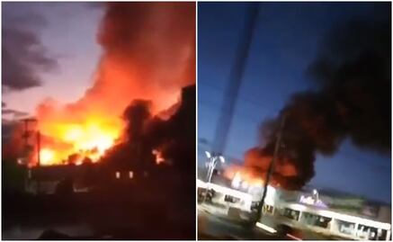 Se registra impresionante incendio en fábrica de muebles en Chicoloapan, Edomex