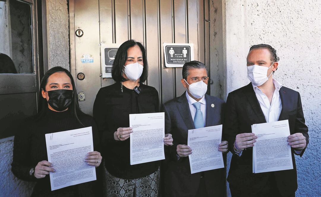Sandra Cuevas (Cuauhtémoc), Lía Limón (Á. Obregón), Giovani Gutiérrez (Coyoacán) y Santiago Taboada (BJ) acudieron a la UIPE. Foto: Diego Simón/ EL UNIVERSAL  