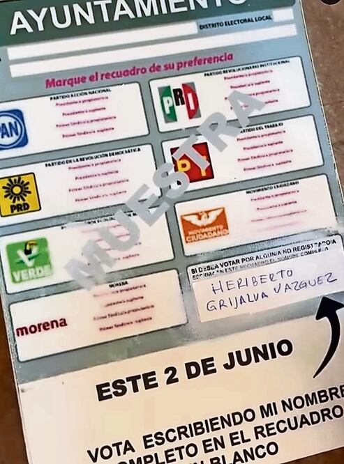 Los votantes en Rayón pusieron el nombre del candidato no registrado. Foto: Especial
