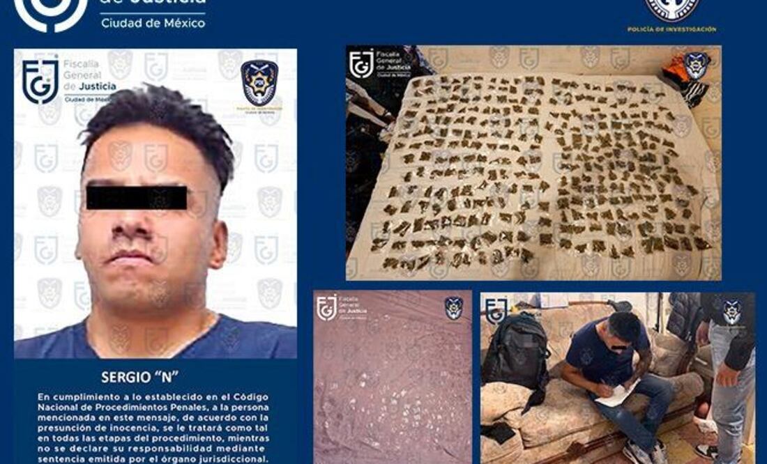 Sergio Iván “N”, también identificado como “El M24”, sería muy cercano a Óscar Andrés “N”, alias “El Lunares”, exlíder de La Unión Tepito. (FOTO: cortesía Fiscalía General de Justicia de la Ciudad de México)