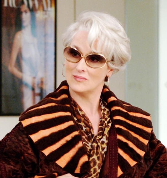 Meryl Streep con corte de cabello bob apilado. Foto: Instagram @merylstreep