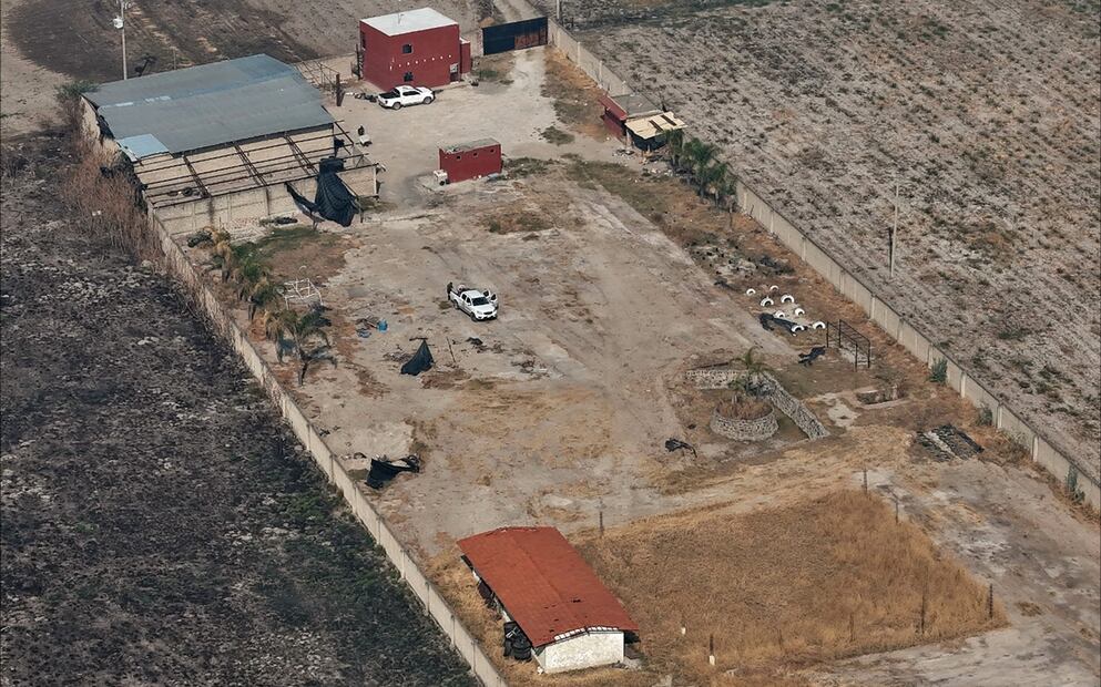 Imagen del rancho Izaguirre en la comunidad La Estanzuela donde el colectivo 'Guerreros Buscadores' localizó tres crematorios humanos mientras buscaba a sus familiares en Teuchitlán, Jalisco. Foto: AFP