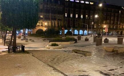 Así cubrió de blanco el Zócalo granizada, muestra Sheinbaum; atienden afectaciones