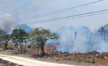 Incendio amenaza a ranchos en Tizimín, Yucatán