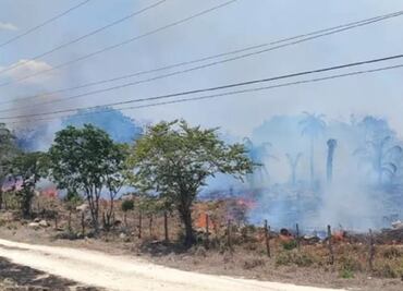 Incendio amenaza a ranchos en Tizimín, Yucatán