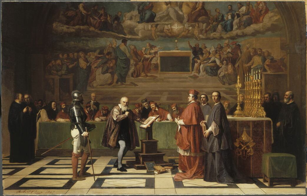 Galileo frente al Santo Oficio de Fleury (1847) muestra al científico defendiendo sus ideas frente al tribunal de la Inquisición/ LOUVRE